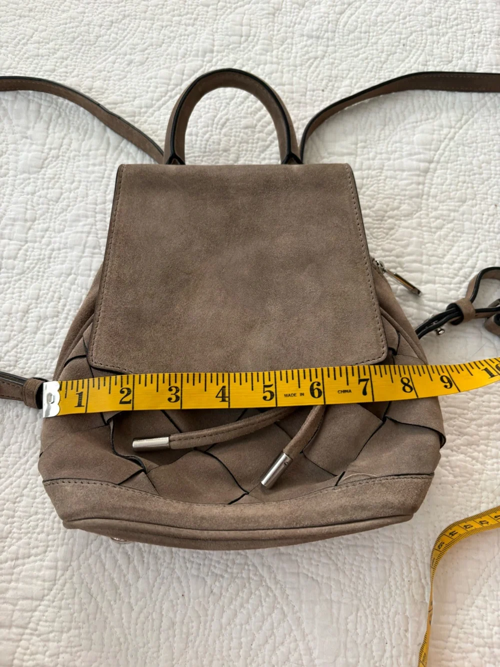 Rag and Bone Pilot Mini Backpack Taupe woven suede. Decent shape
